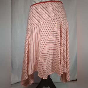 NWT Free People Luna Asymmetrical Striped Midi Skirt Red Pink S ✨Boho Chic✨
